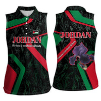 Jordan Black Iris Women Sleeveless Polo Shirt with Flag Colors and Cultural Quote