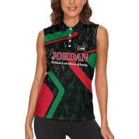 Jordan Black Iris Women Sleeveless Polo Shirt with Flag Colors and Cultural Quote