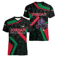 Jordan Black Iris Women V-Neck T-Shirt with Flag Colors and Cultural Quote