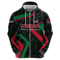 Jordan Black Iris Zip Hoodie with Flag Colors and Cultural Quote