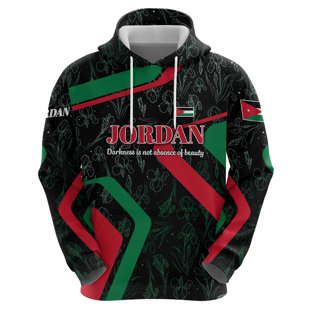 Jordan Black Iris Zip Hoodie with Flag Colors and Cultural Quote