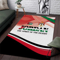 Jordan Emblem Area Rug with Flag Colors and Desert Spirit Quote