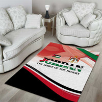 Jordan Emblem Area Rug with Flag Colors and Desert Spirit Quote
