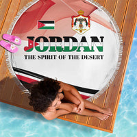 Jordan Emblem Beach Blanket with Flag Colors and Desert Spirit Quote