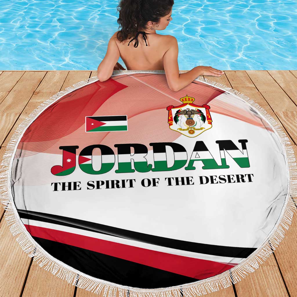 Jordan Emblem Beach Blanket with Flag Colors and Desert Spirit Quote