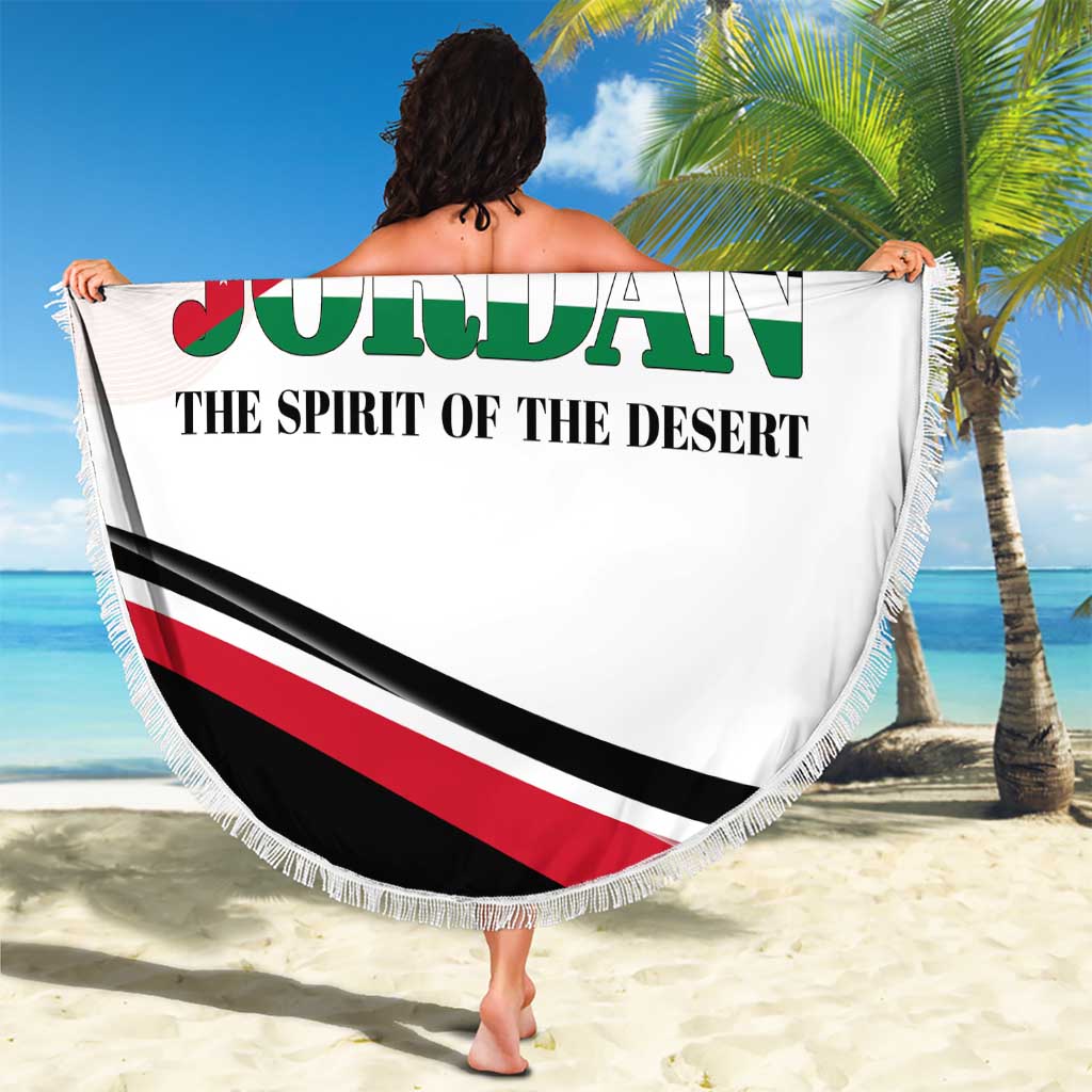 Jordan Emblem Beach Blanket with Flag Colors and Desert Spirit Quote