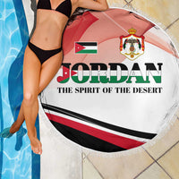Jordan Emblem Beach Blanket with Flag Colors and Desert Spirit Quote