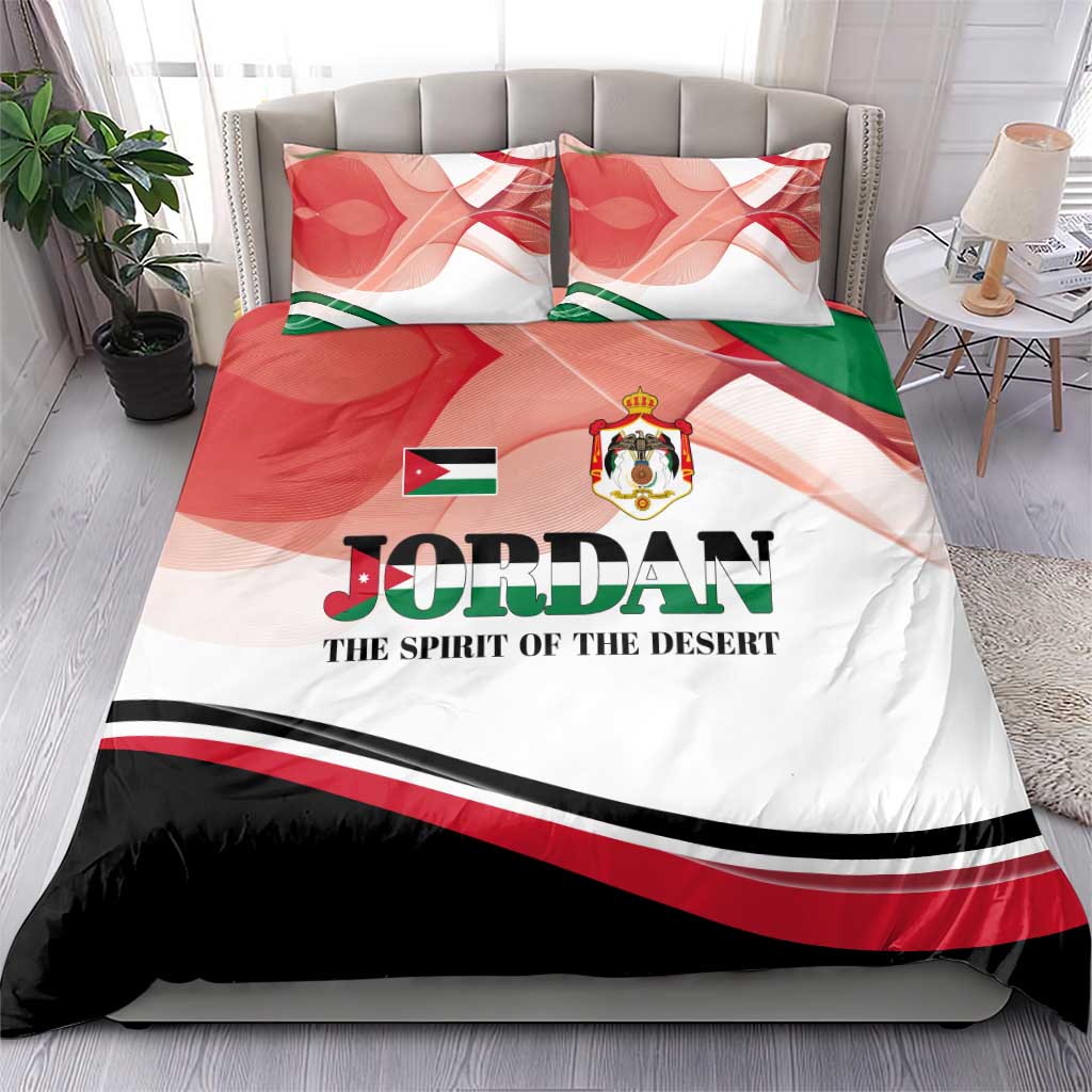 Jordan Emblem Bedding Set with Flag Colors and Desert Spirit Quote