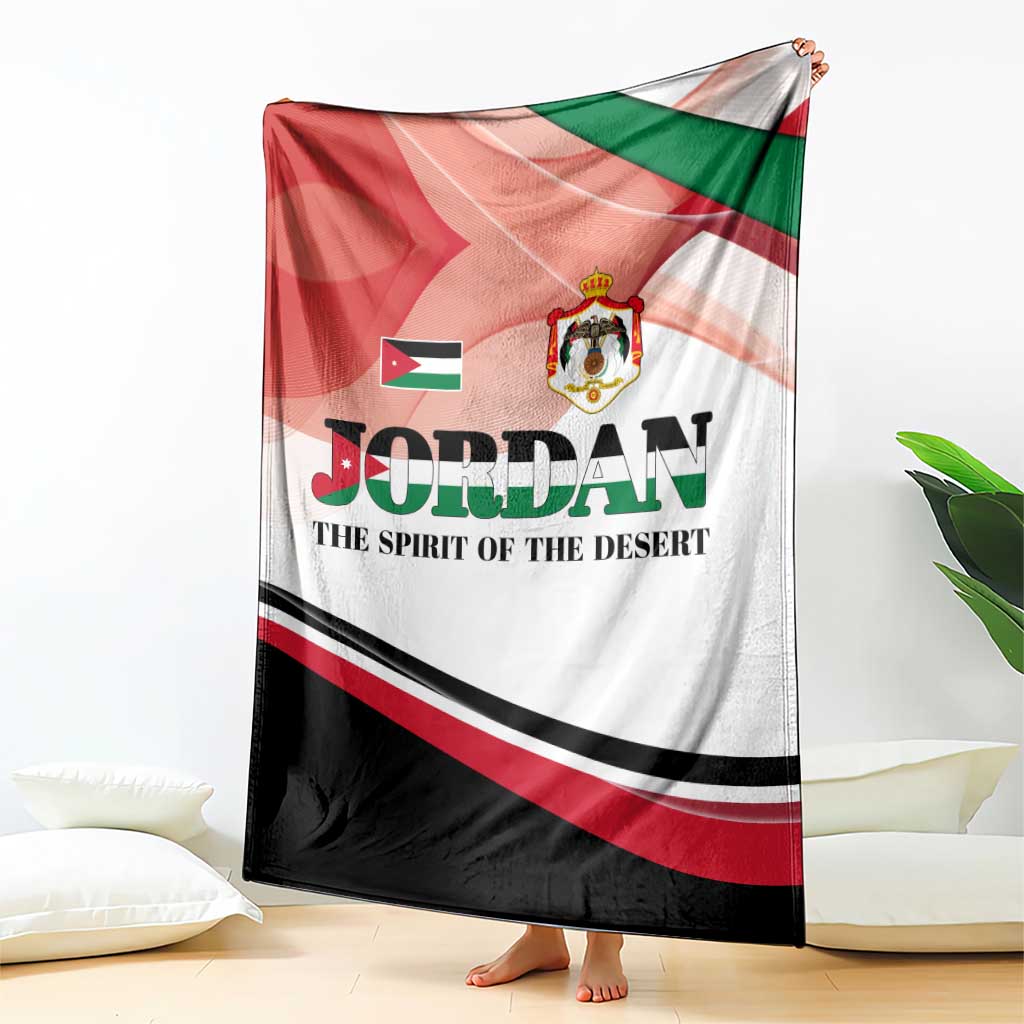 Jordan Emblem Blanket with Flag Colors and Desert Spirit Quote