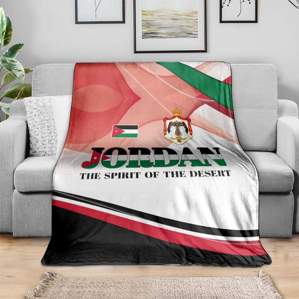 Jordan Emblem Blanket with Flag Colors and Desert Spirit Quote