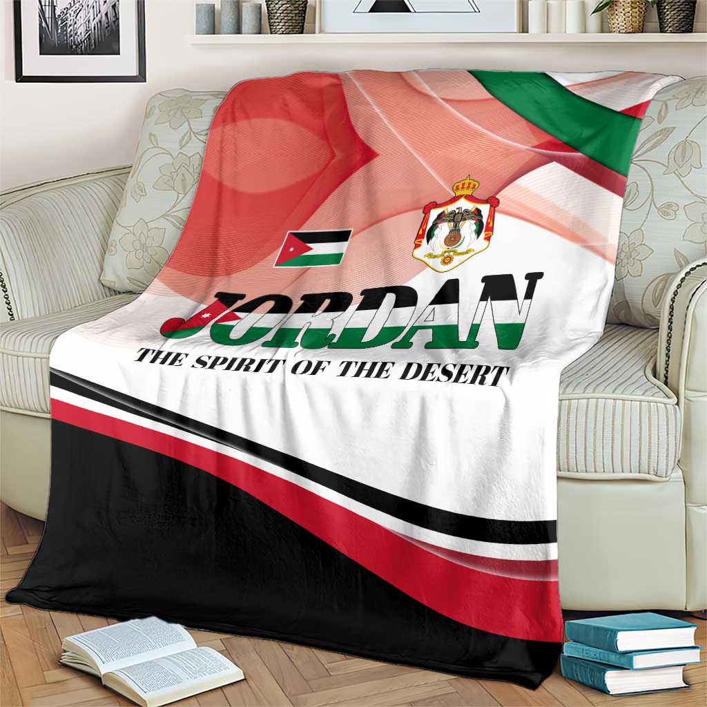Jordan Emblem Blanket with Flag Colors and Desert Spirit Quote