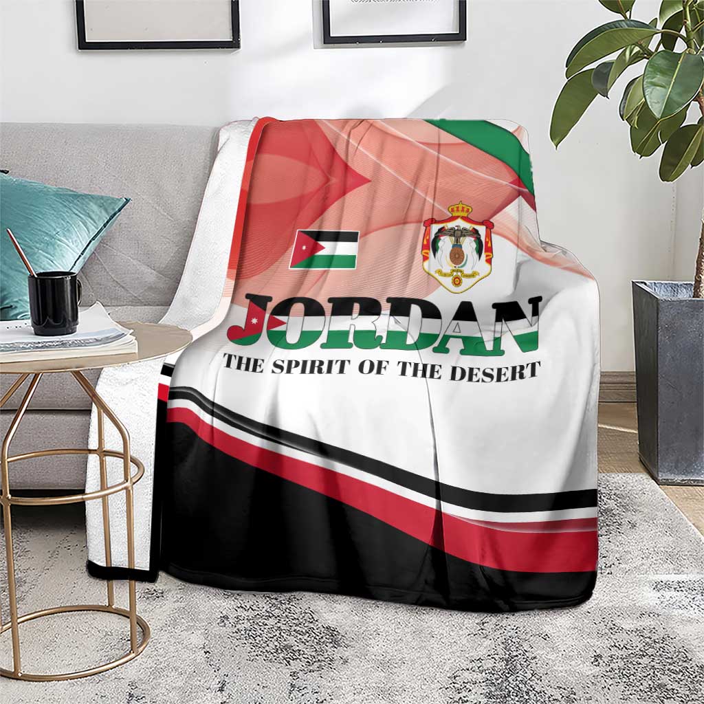Jordan Emblem Blanket with Flag Colors and Desert Spirit Quote