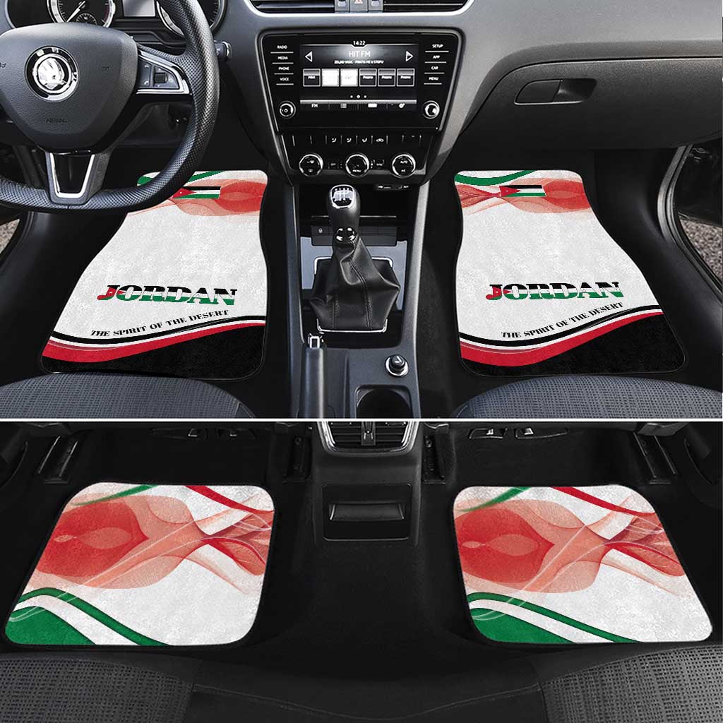 Jordan Emblem Car Mats with Flag Colors and Desert Spirit Quote