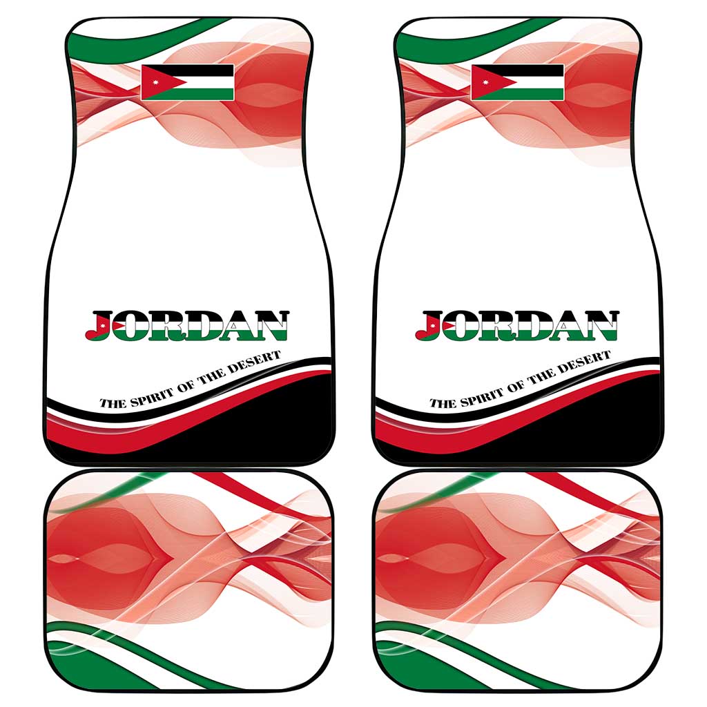 Jordan Emblem Car Mats with Flag Colors and Desert Spirit Quote