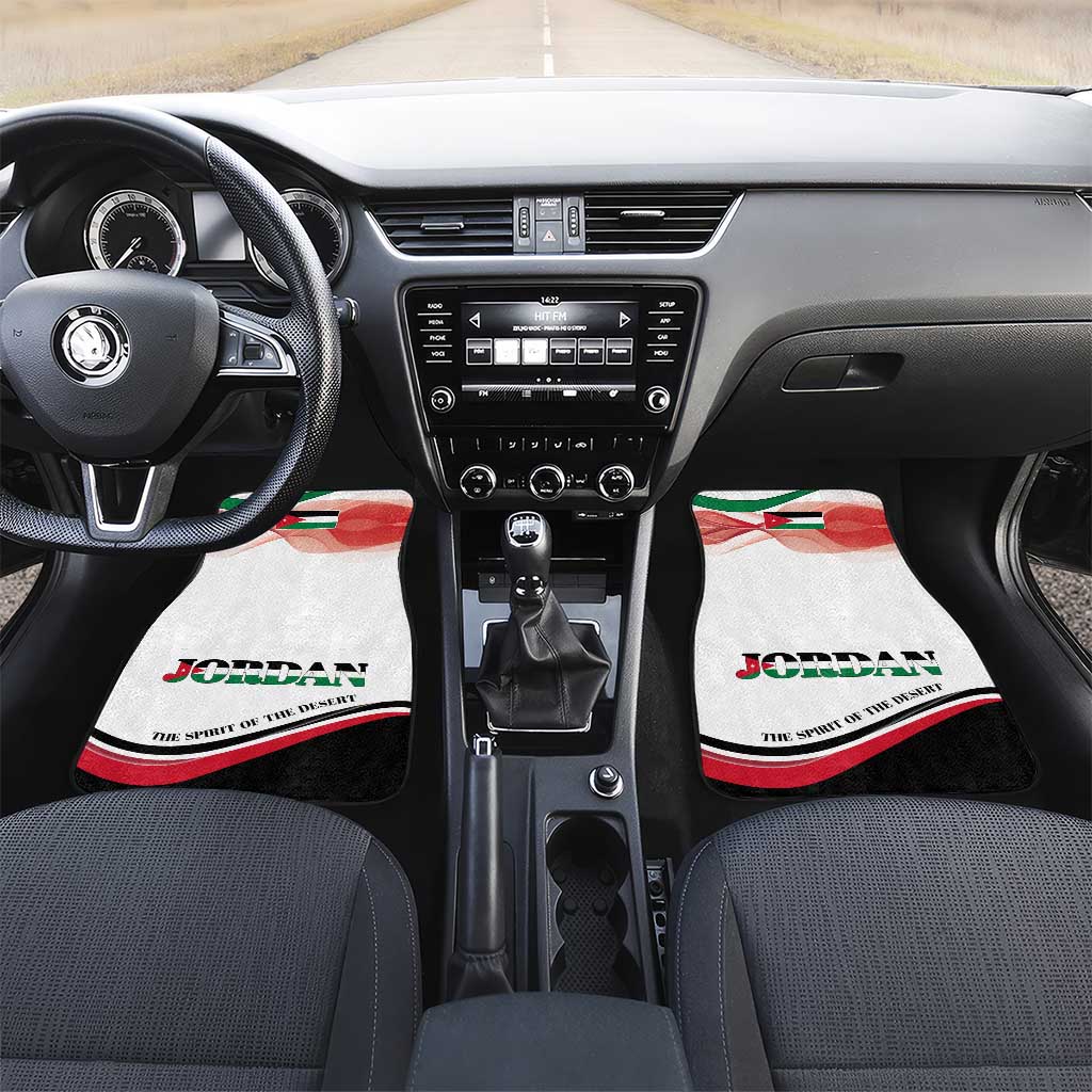 Jordan Emblem Car Mats with Flag Colors and Desert Spirit Quote