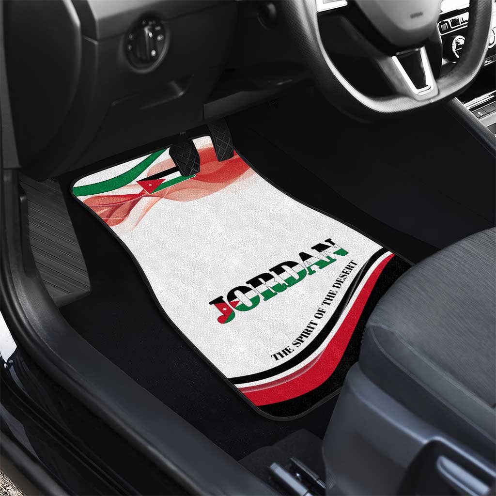 Jordan Emblem Car Mats with Flag Colors and Desert Spirit Quote