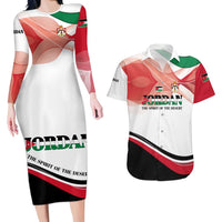 Jordan Emblem Couples Matching Long Sleeve Bodycon Dress and Hawaiian Shirt with Flag Colors and Desert Spirit Quote