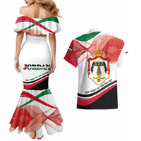 Jordan Emblem Couples Matching Mermaid Dress and Hawaiian Shirt with Flag Colors and Desert Spirit Quote