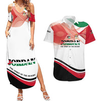 Jordan Emblem Couples Matching Summer Maxi Dress and Hawaiian Shirt with Flag Colors and Desert Spirit Quote