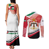 Jordan Emblem Couples Matching Tank Maxi Dress and Long Sleeve Button Shirt with Flag Colors and Desert Spirit Quote