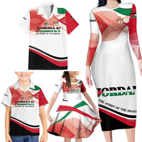 Jordan Emblem Family Matching Long Sleeve Bodycon Dress and Hawaiian Shirt with Flag Colors and Desert Spirit Quote