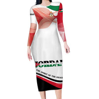 Jordan Emblem Family Matching Long Sleeve Bodycon Dress and Hawaiian Shirt with Flag Colors and Desert Spirit Quote