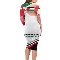 Jordan Emblem Family Matching Long Sleeve Bodycon Dress and Hawaiian Shirt with Flag Colors and Desert Spirit Quote