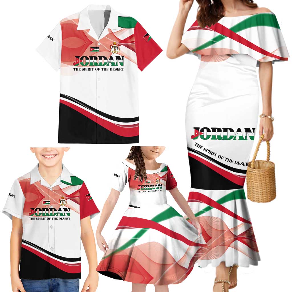 Jordan Emblem Family Matching Mermaid Dress and Hawaiian Shirt with Flag Colors and Desert Spirit Quote