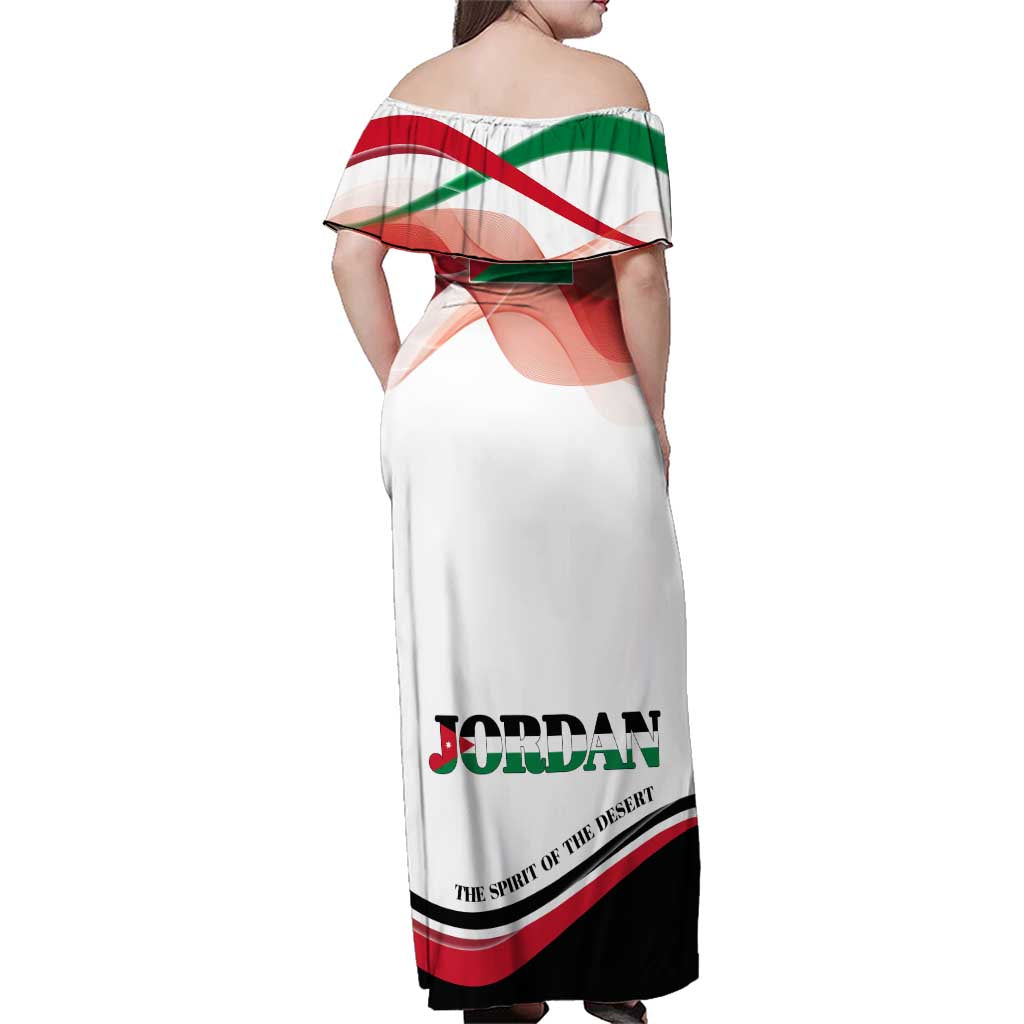 Jordan Emblem Family Matching Off Shoulder Maxi Dress and Hawaiian Shirt with Flag Colors and Desert Spirit Quote