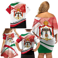 Jordan Emblem Family Matching Off Shoulder Short Dress and Hawaiian Shirt with Flag Colors and Desert Spirit Quote