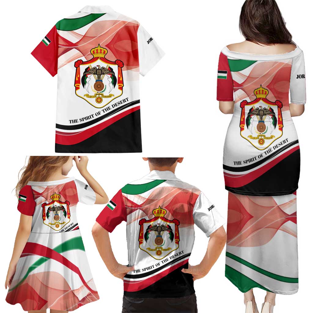 Jordan Emblem Family Matching Puletasi and Hawaiian Shirt with Flag Colors and Desert Spirit Quote