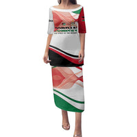 Jordan Emblem Family Matching Puletasi and Hawaiian Shirt with Flag Colors and Desert Spirit Quote