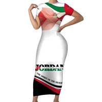 Jordan Emblem Family Matching Short Sleeve Bodycon Dress and Hawaiian Shirt with Flag Colors and Desert Spirit Quote