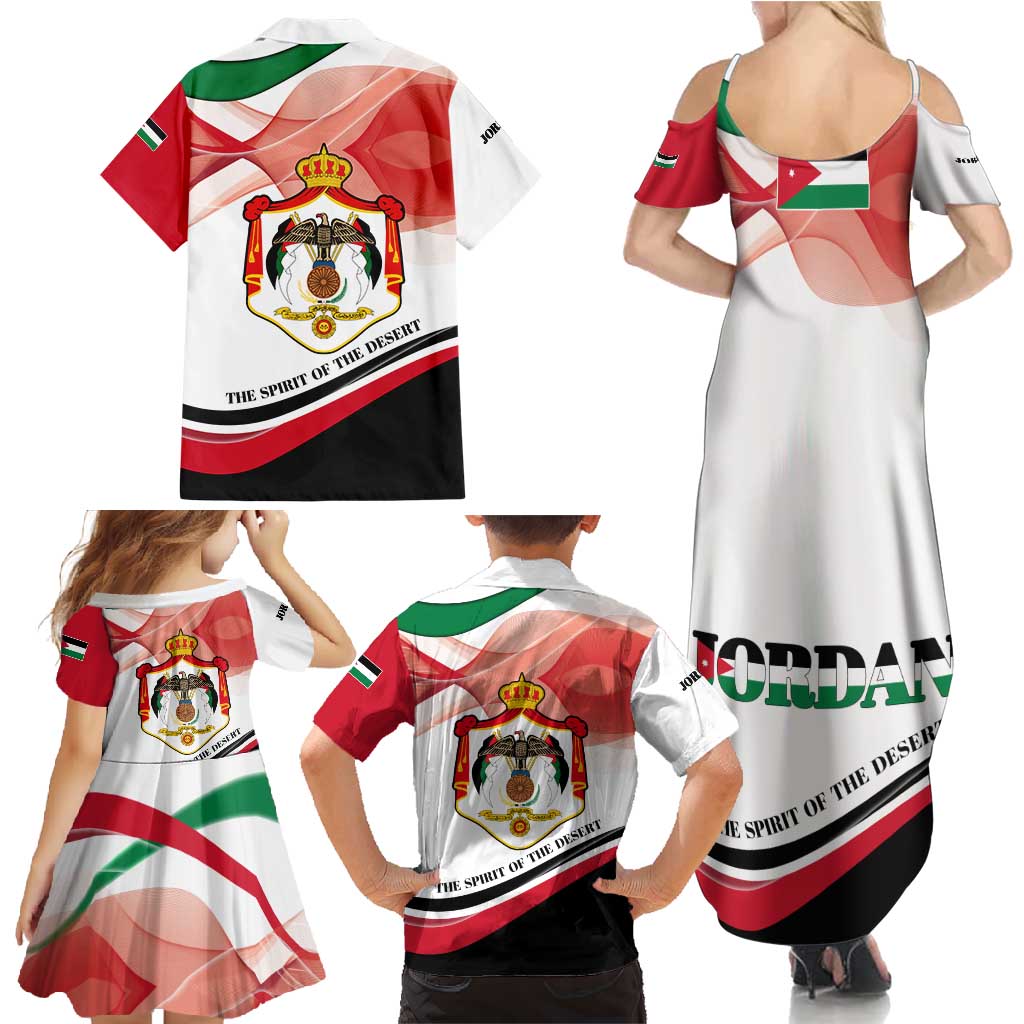 Jordan Emblem Family Matching Summer Maxi Dress and Hawaiian Shirt with Flag Colors and Desert Spirit Quote