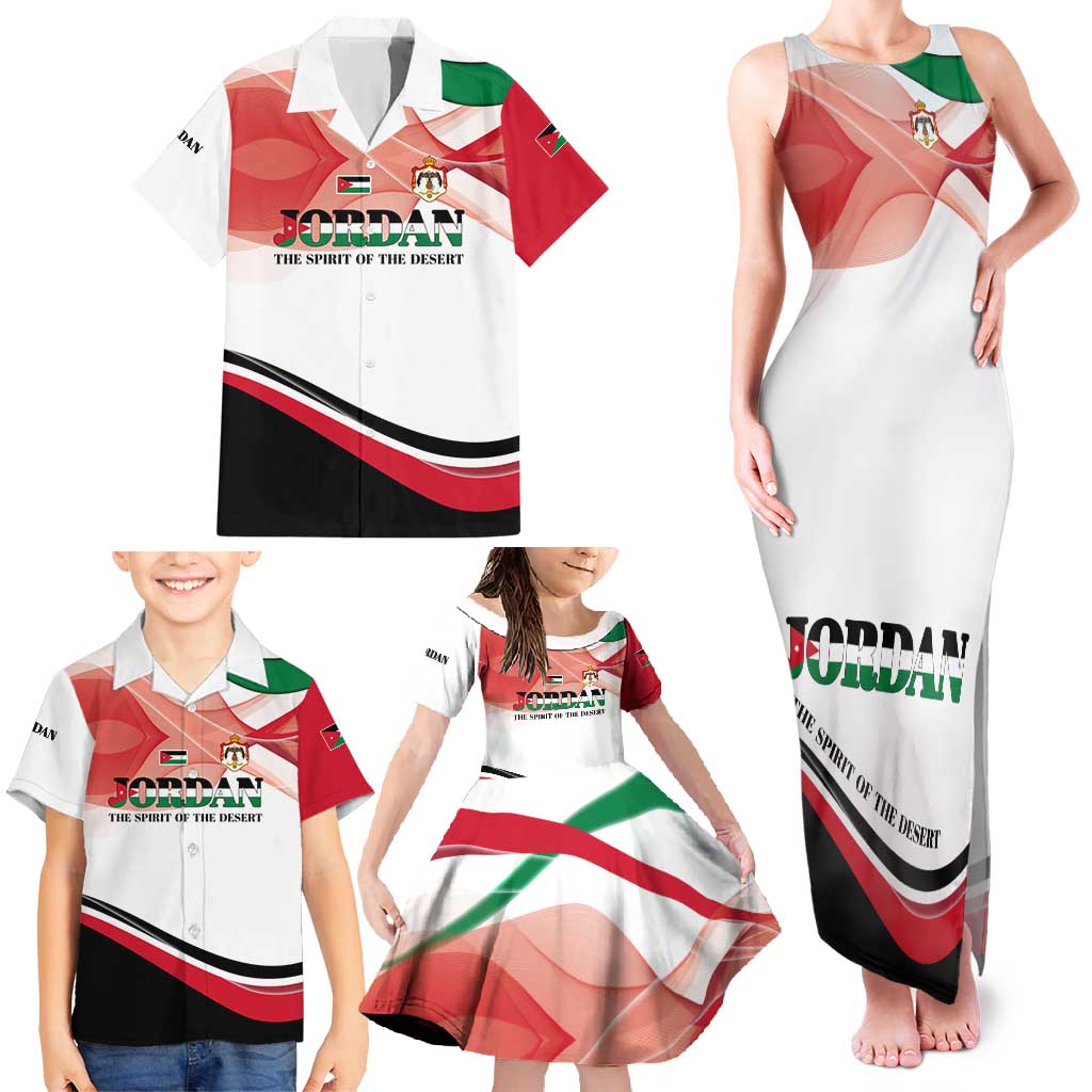 Jordan Emblem Family Matching Tank Maxi Dress and Hawaiian Shirt with Flag Colors and Desert Spirit Quote