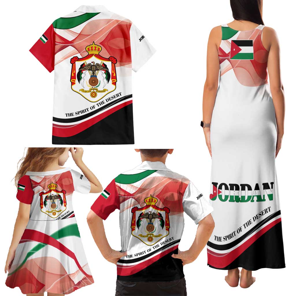 Jordan Emblem Family Matching Tank Maxi Dress and Hawaiian Shirt with Flag Colors and Desert Spirit Quote