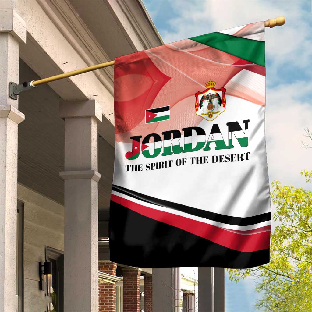 Jordan Emblem Garden Flag with Flag Colors and Desert Spirit Quote