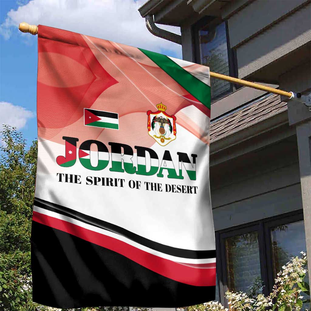 Jordan Emblem Garden Flag with Flag Colors and Desert Spirit Quote