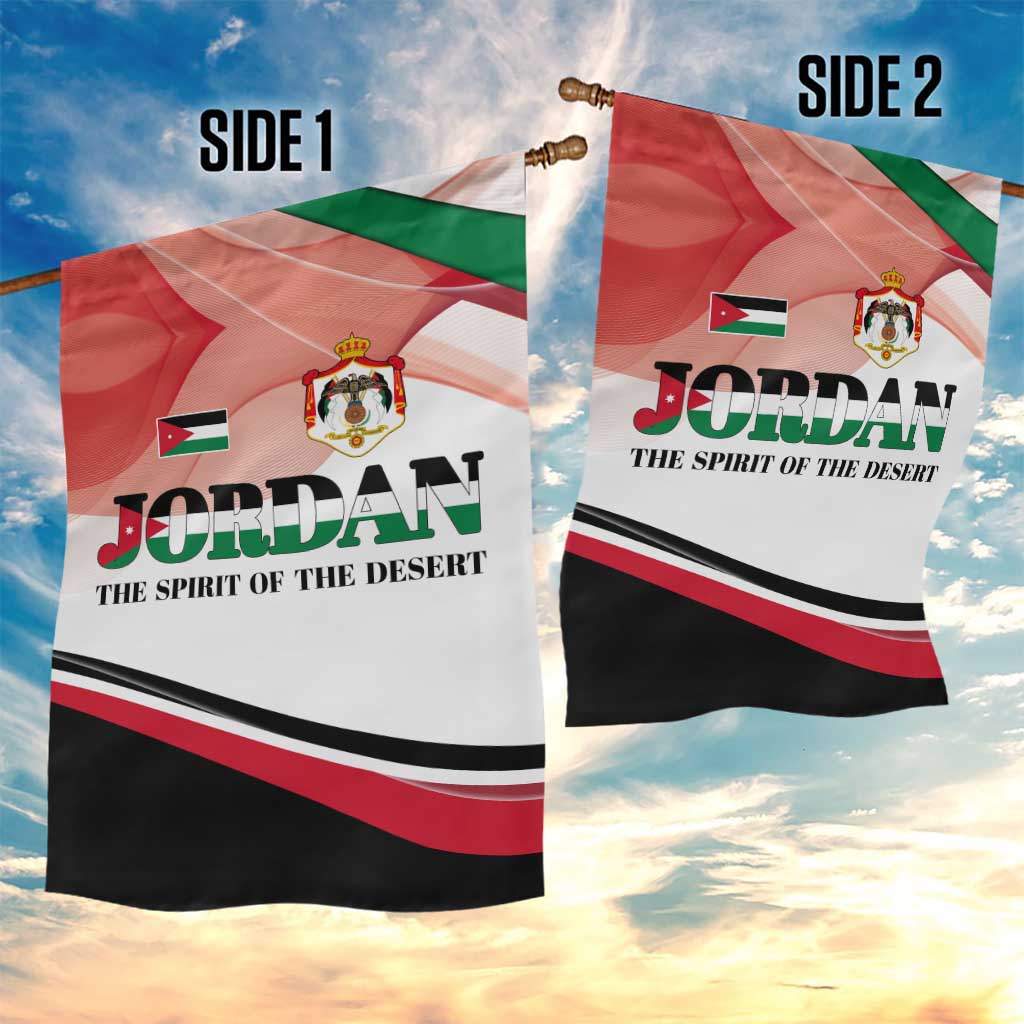 Jordan Emblem Garden Flag with Flag Colors and Desert Spirit Quote