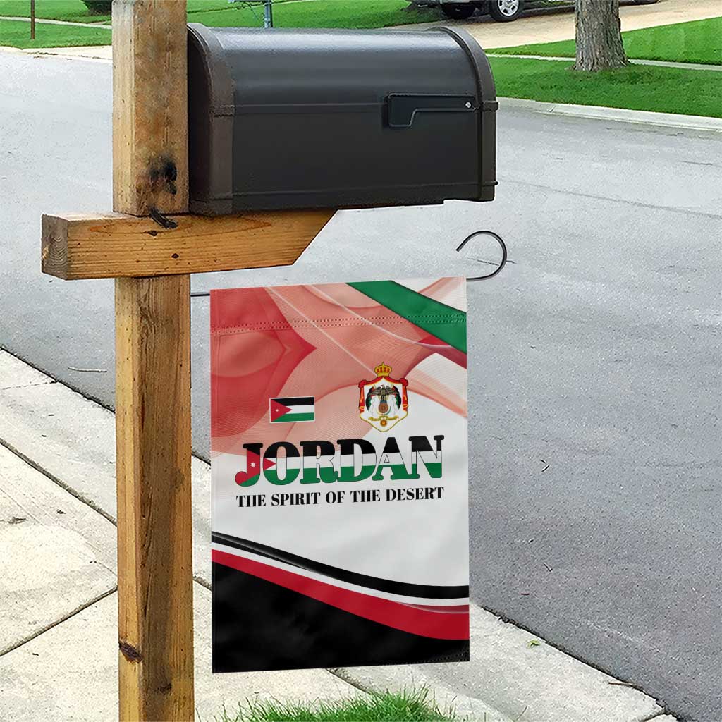 Jordan Emblem Garden Flag with Flag Colors and Desert Spirit Quote