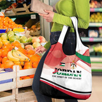 Jordan Emblem Grocery Bag with Flag Colors and Desert Spirit Quote