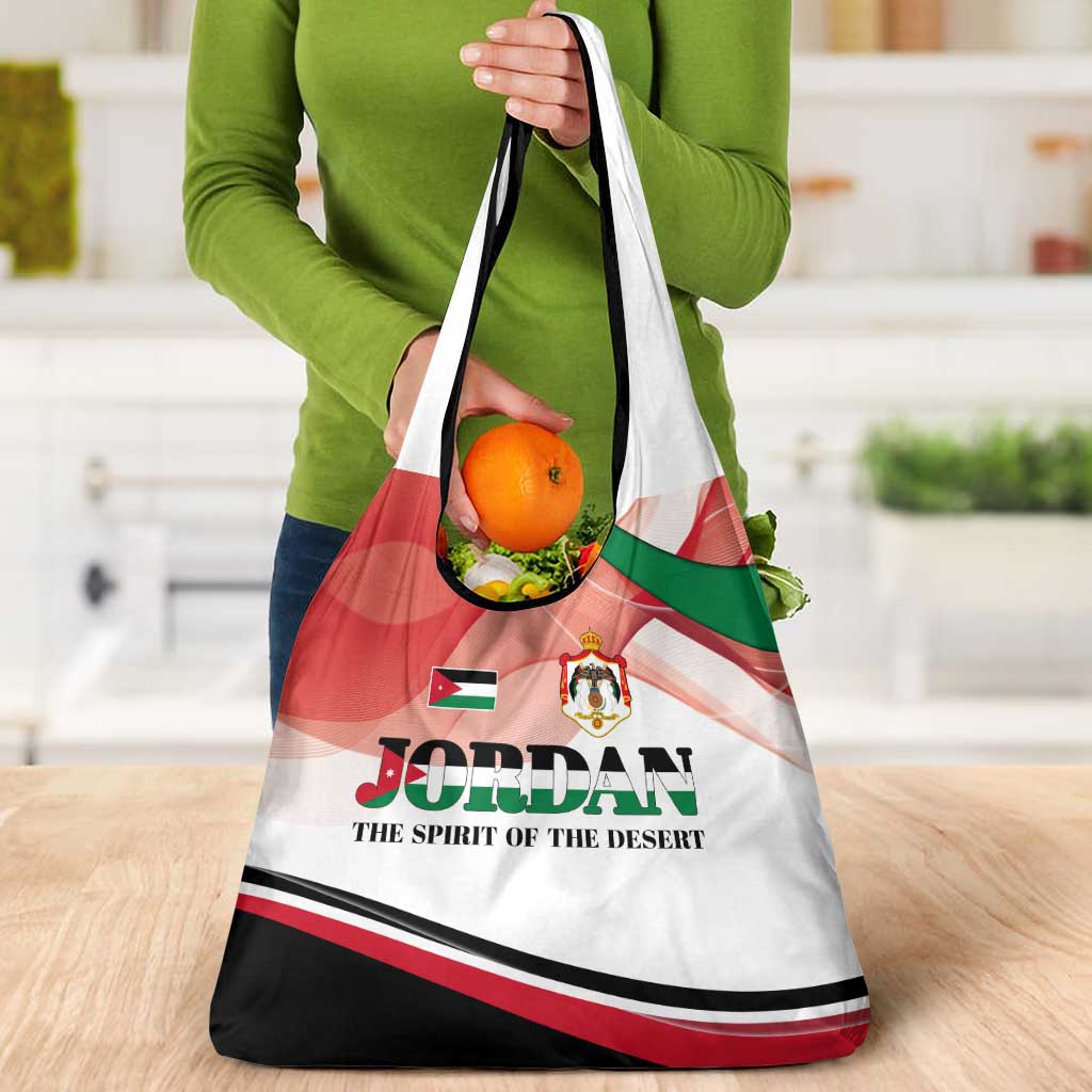 Jordan Emblem Grocery Bag with Flag Colors and Desert Spirit Quote