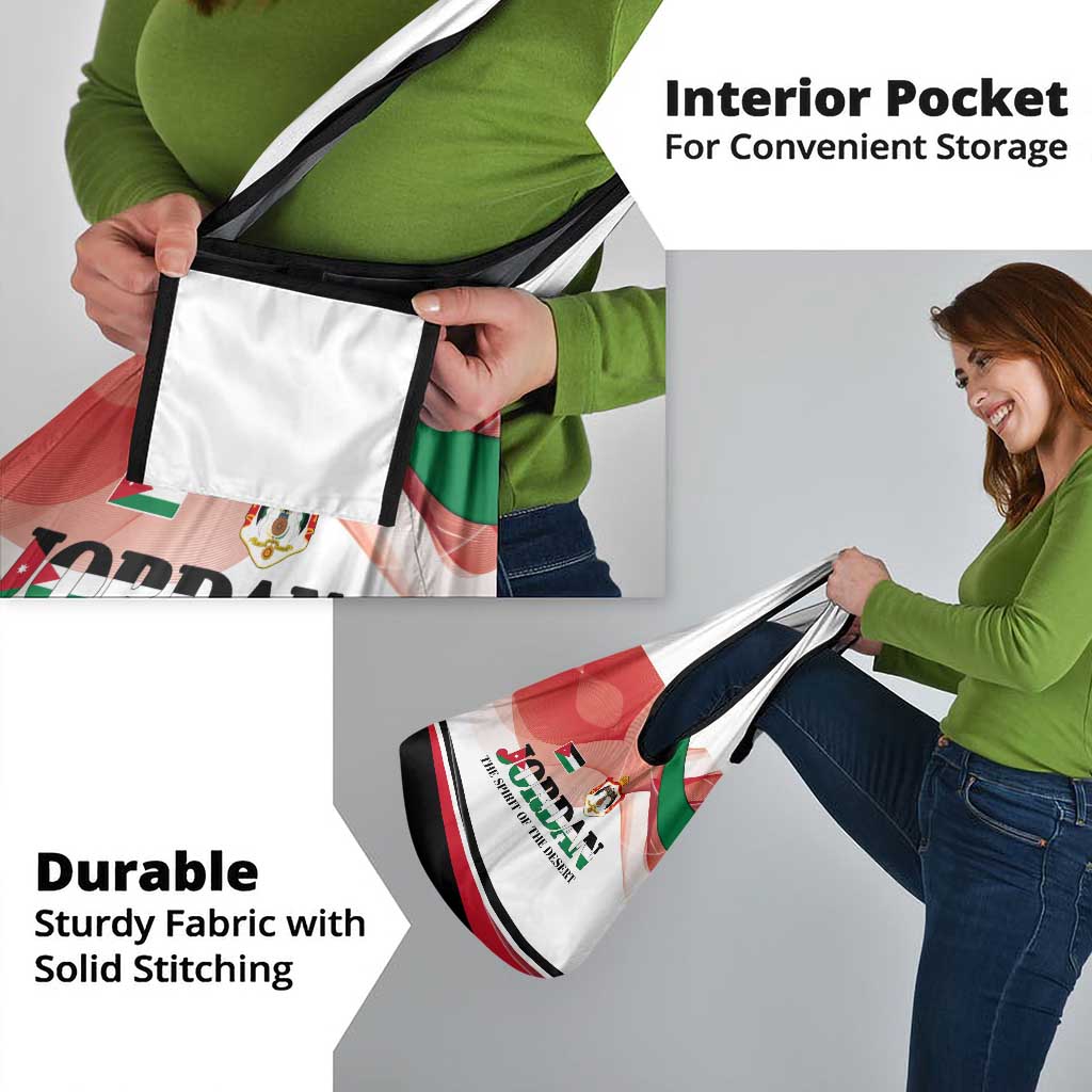 Jordan Emblem Grocery Bag with Flag Colors and Desert Spirit Quote