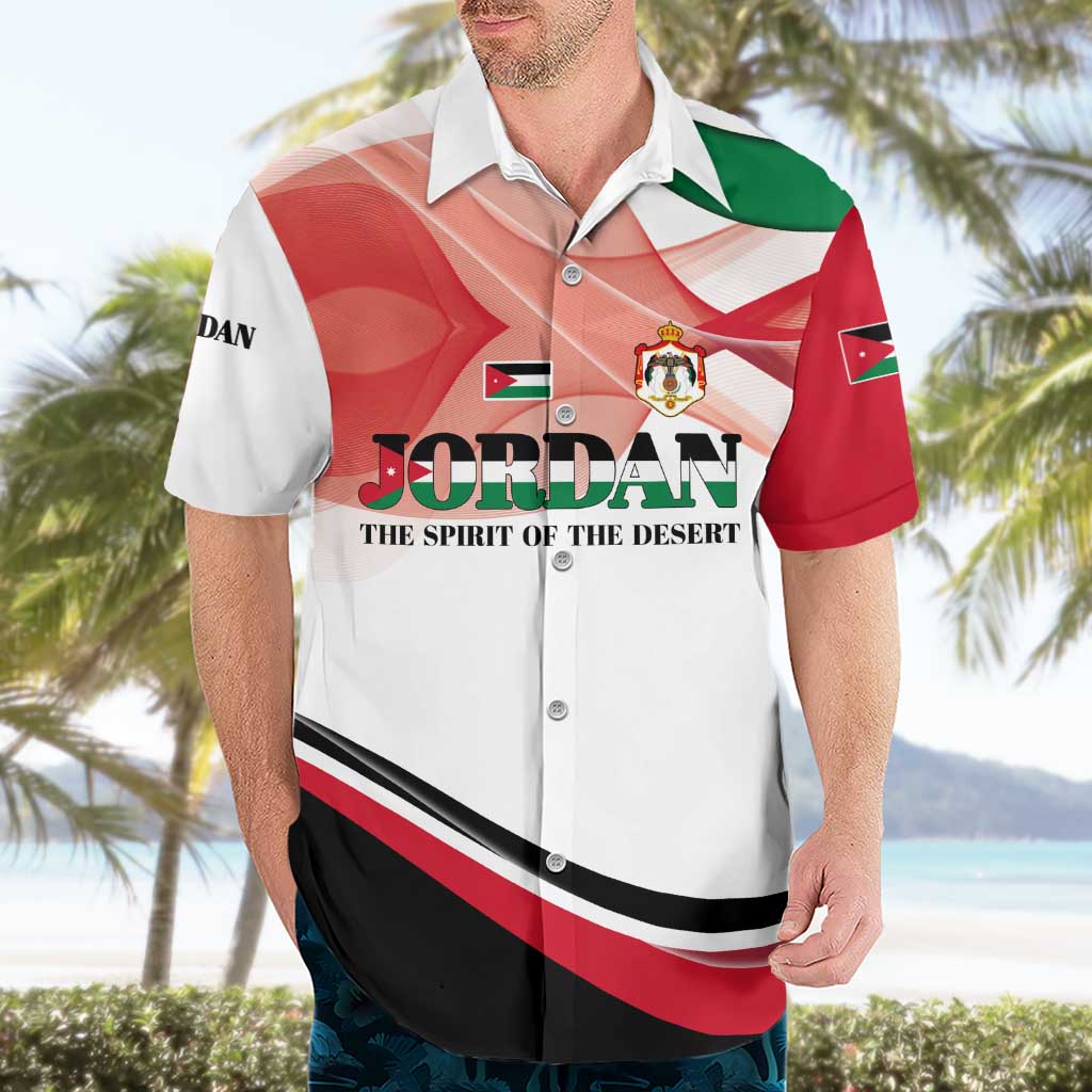 Jordan Emblem Hawaiian Shirt with Flag Colors and Desert Spirit Quote