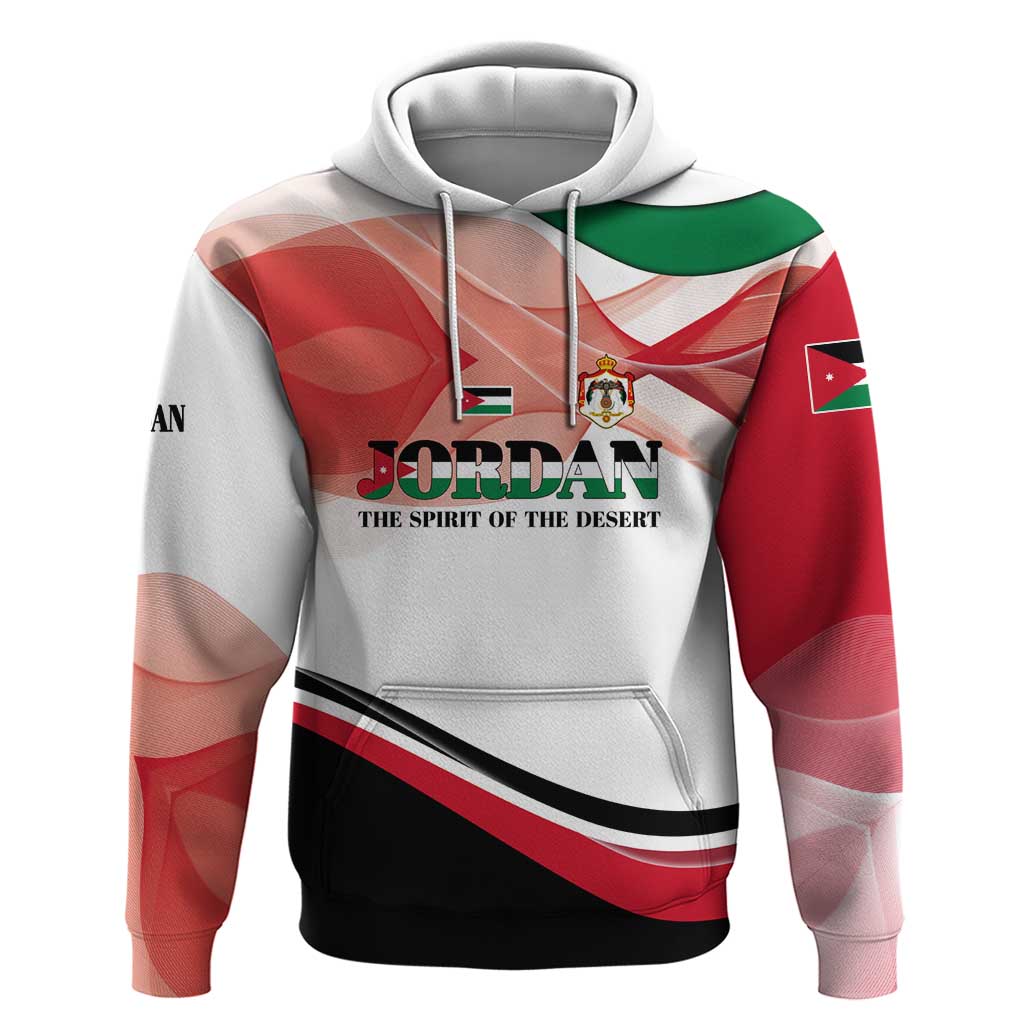Jordan Emblem Hoodie with Flag Colors and Desert Spirit Quote