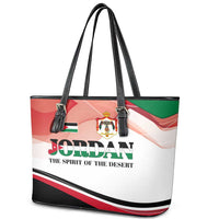 Jordan Emblem Leather Tote Bag with Flag Colors and Desert Spirit Quote