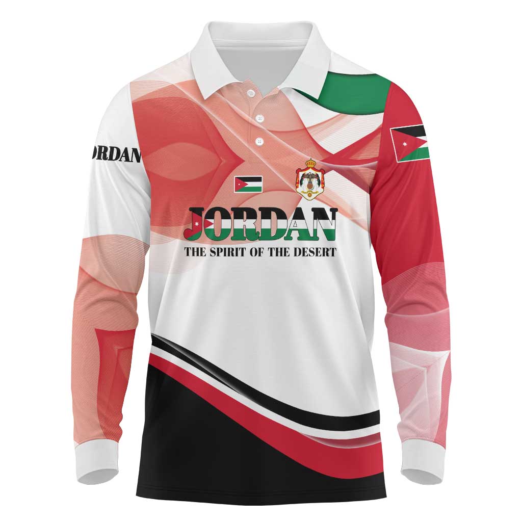 Jordan Emblem Long Sleeve Polo Shirt with Flag Colors and Desert Spirit Quote