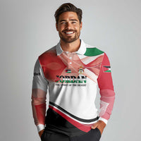 Jordan Emblem Long Sleeve Polo Shirt with Flag Colors and Desert Spirit Quote