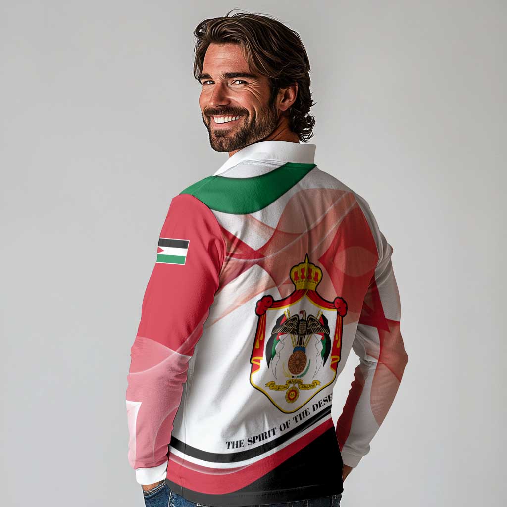 Jordan Emblem Long Sleeve Polo Shirt with Flag Colors and Desert Spirit Quote