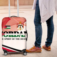 Jordan Emblem Luggage Cover with Flag Colors and Desert Spirit Quote